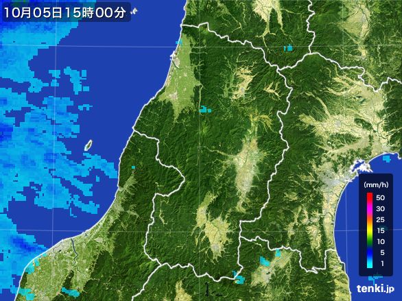 山形県の雨雲レーダー(2016年10月05日)