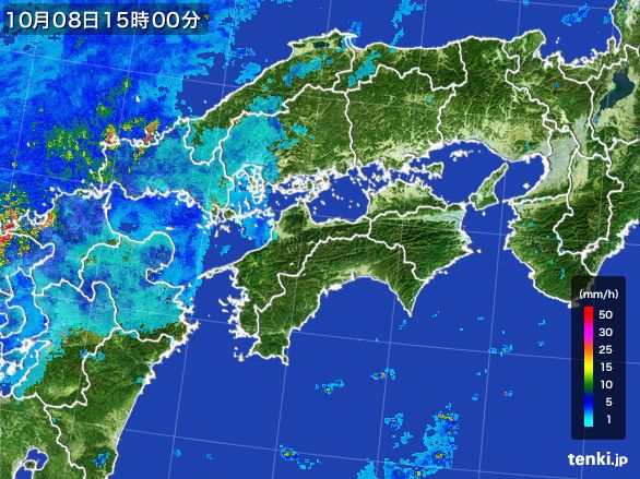 四国地方の雨雲レーダー(2016年10月08日)