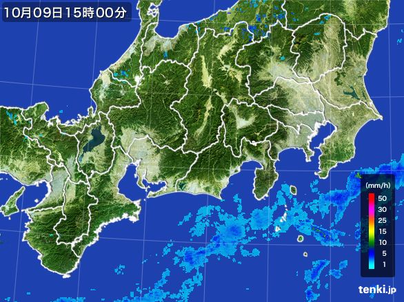 東海地方の雨雲レーダー(2016年10月09日)
