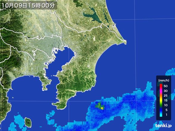 千葉県の雨雲レーダー(2016年10月09日)