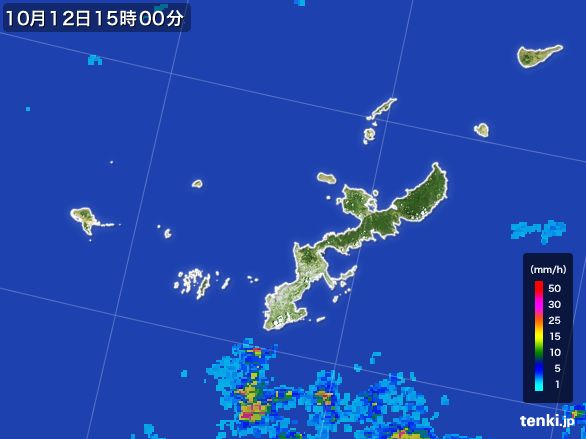 沖縄県の雨雲レーダー(2016年10月12日)