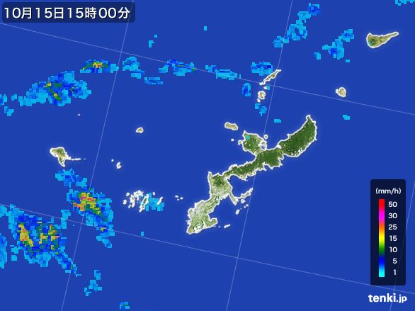 沖縄県の雨雲レーダー(2016年10月15日)