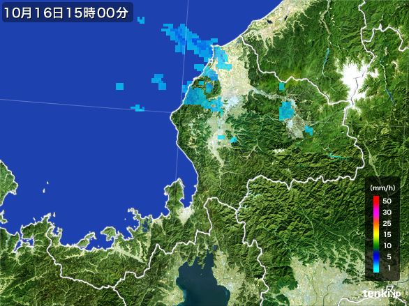 福井県の雨雲レーダー(2016年10月16日)