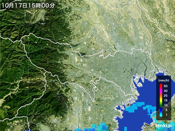東京都の雨雲レーダー(2016年10月17日)