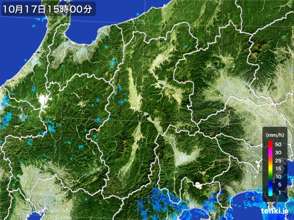 長野県の雨雲レーダー(2016年10月17日)