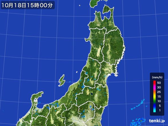 東北地方の雨雲レーダー(2016年10月18日)