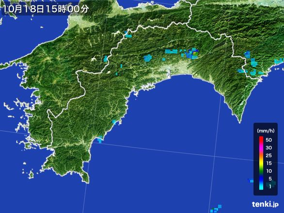 高知県の雨雲レーダー(2016年10月18日)