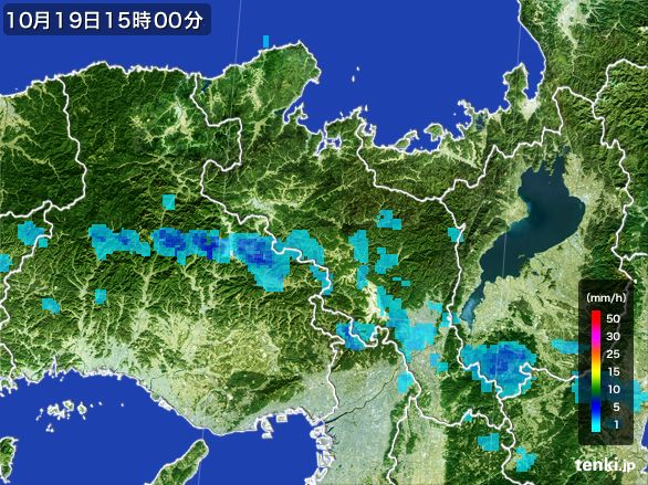 京都府の雨雲レーダー(2016年10月19日)