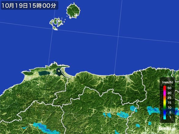 鳥取県の雨雲レーダー(2016年10月19日)