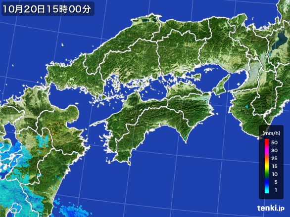 四国地方の雨雲レーダー(2016年10月20日)