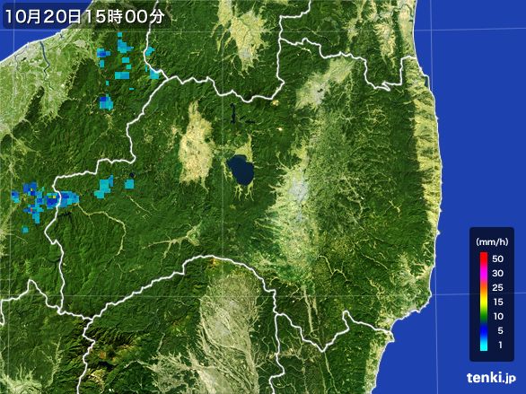 福島県の雨雲レーダー(2016年10月20日)