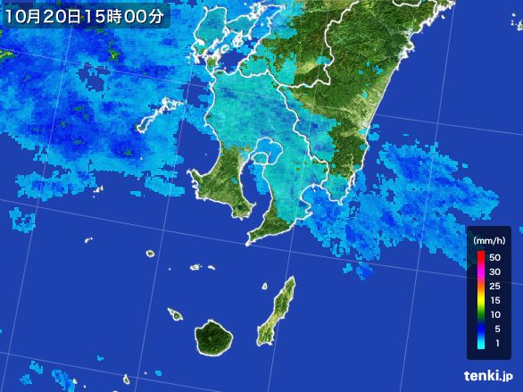 鹿児島県の雨雲レーダー(2016年10月20日)