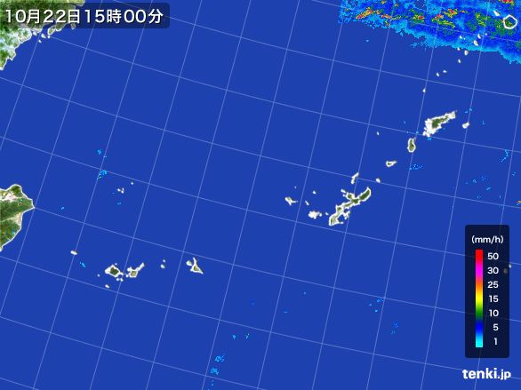 沖縄地方の雨雲レーダー(2016年10月22日)