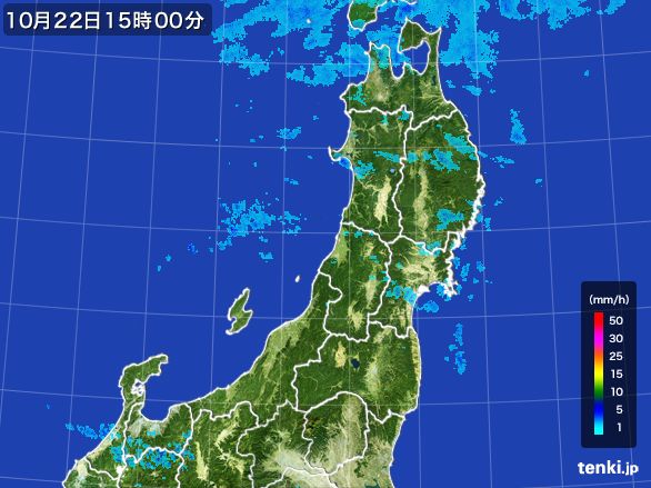 東北地方の雨雲レーダー(2016年10月22日)