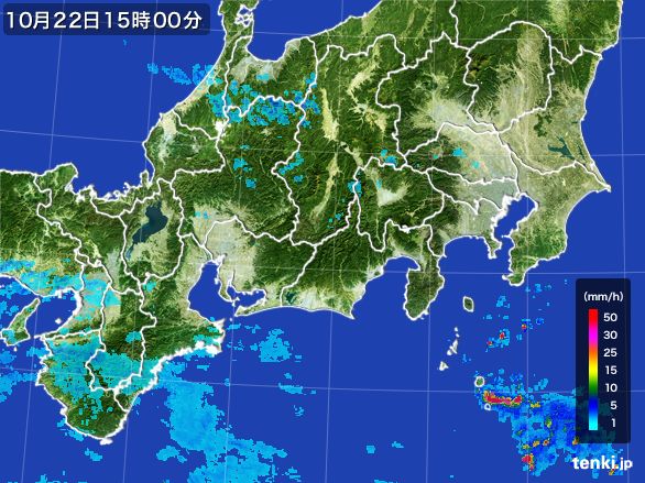 東海地方の雨雲レーダー(2016年10月22日)