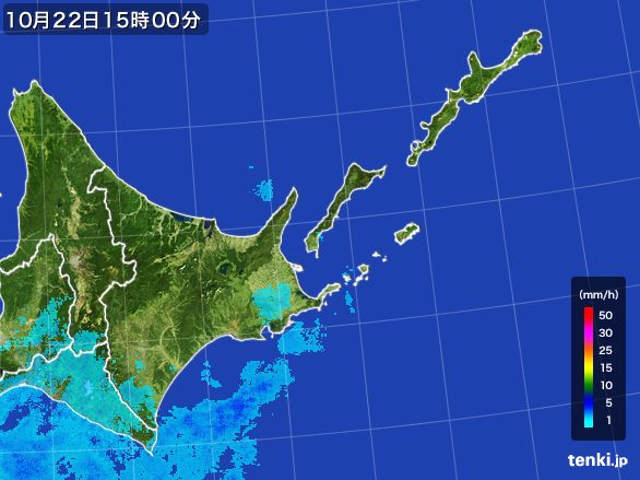 道東の雨雲レーダー(2016年10月22日)