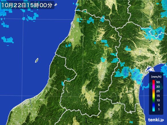 山形県の雨雲レーダー(2016年10月22日)