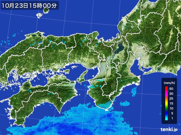 近畿地方の雨雲レーダー(2016年10月23日)