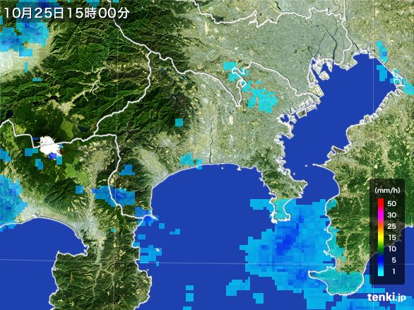 神奈川県の雨雲レーダー(2016年10月25日)