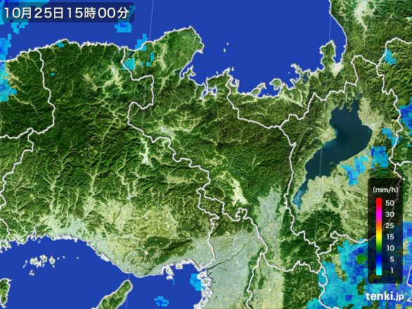 京都府の雨雲レーダー(2016年10月25日)