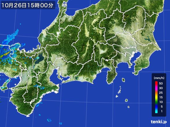東海地方の雨雲レーダー(2016年10月26日)