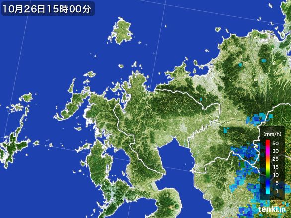 佐賀県の雨雲レーダー(2016年10月26日)