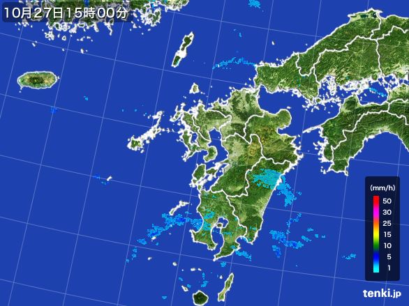 九州地方の雨雲レーダー(2016年10月27日)