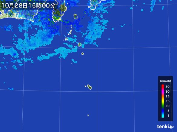 伊豆諸島(東京都)の雨雲レーダー(2016年10月28日)