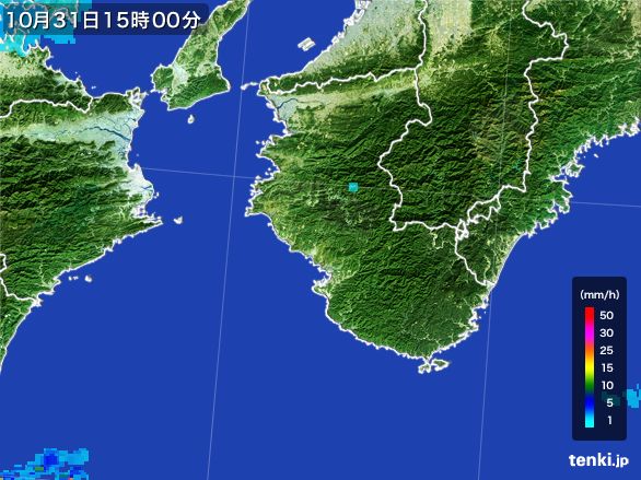 和歌山県の雨雲レーダー(2016年10月31日)