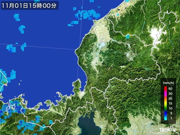 福井県の雨雲レーダー(2016年11月01日)
