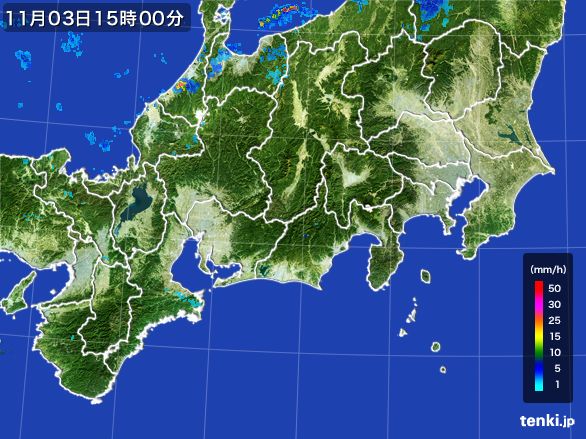 東海地方の雨雲レーダー(2016年11月03日)