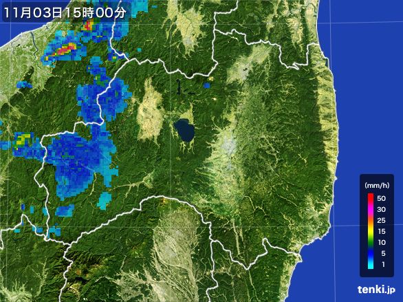 福島県の雨雲レーダー(2016年11月03日)