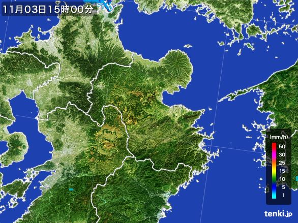 大分県の雨雲レーダー(2016年11月03日)