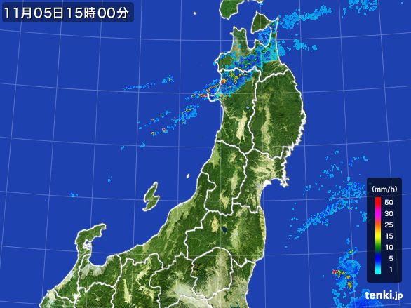 東北地方の雨雲レーダー(2016年11月05日)