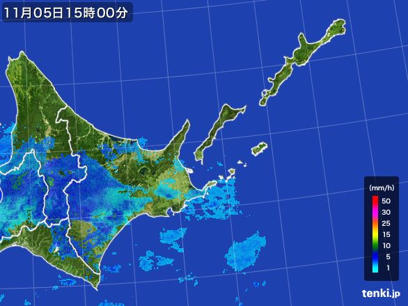 道東の雨雲レーダー(2016年11月05日)