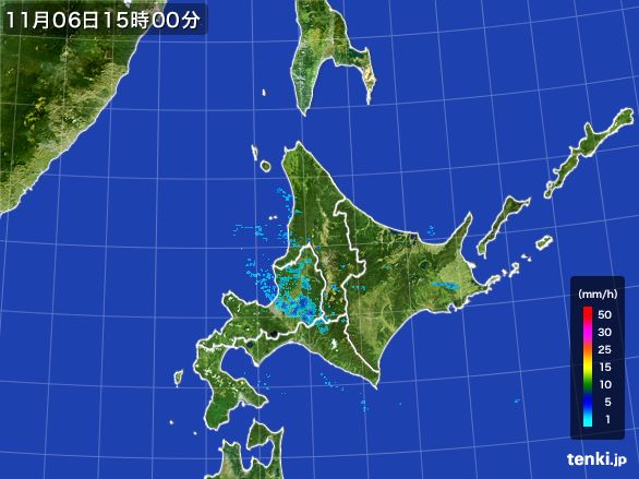 北海道地方の雨雲レーダー(2016年11月06日)