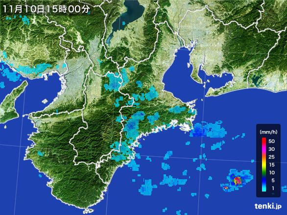 三重県の雨雲レーダー(2016年11月10日)