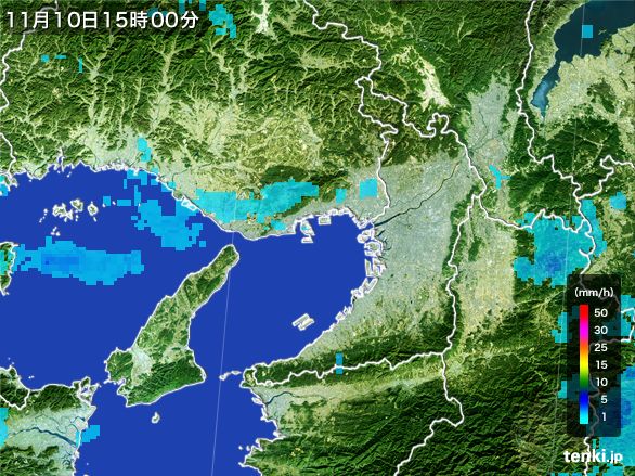 大阪府の雨雲レーダー(2016年11月10日)