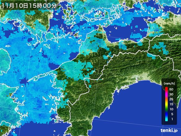 愛媛県の雨雲レーダー(2016年11月10日)