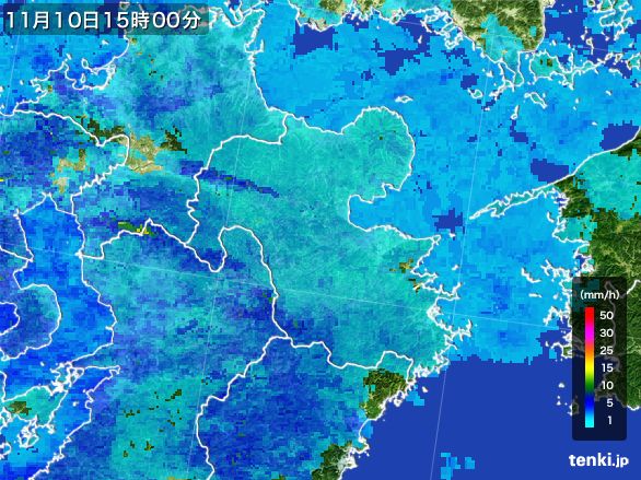 大分県の雨雲レーダー(2016年11月10日)