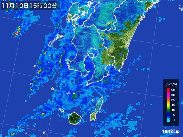 鹿児島県の雨雲レーダー(2016年11月10日)