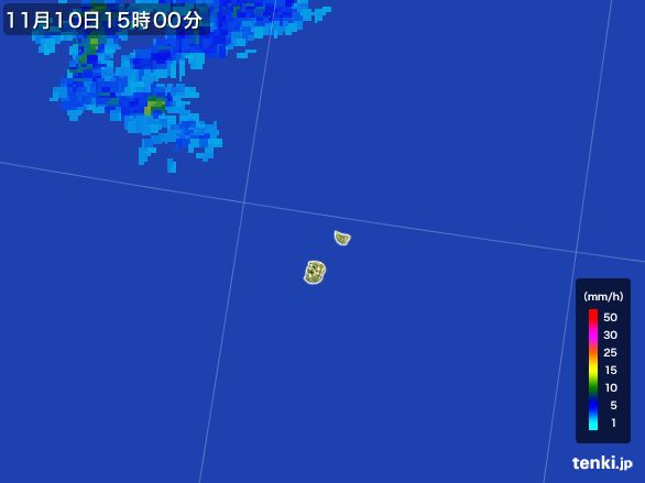南大東島(沖縄県)の雨雲レーダー(2016年11月10日)