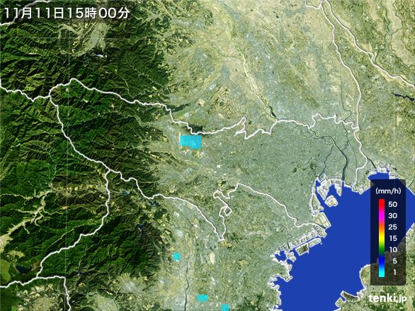 東京都の雨雲レーダー(2016年11月11日)