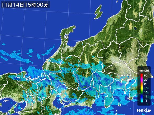 北陸地方の雨雲レーダー(2016年11月14日)