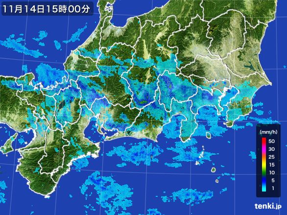 東海地方の雨雲レーダー(2016年11月14日)