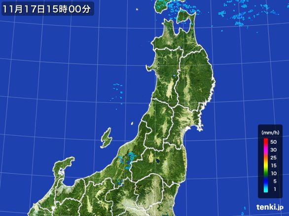 東北地方の雨雲レーダー(2016年11月17日)
