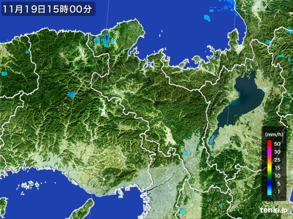 京都府の雨雲レーダー(2016年11月19日)