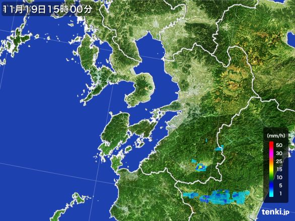 熊本県の雨雲レーダー(2016年11月19日)