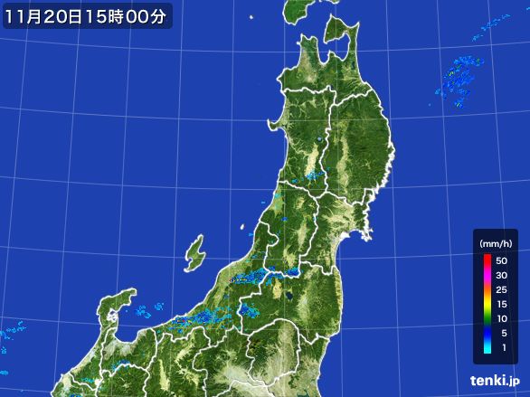 東北地方の雨雲レーダー(2016年11月20日)