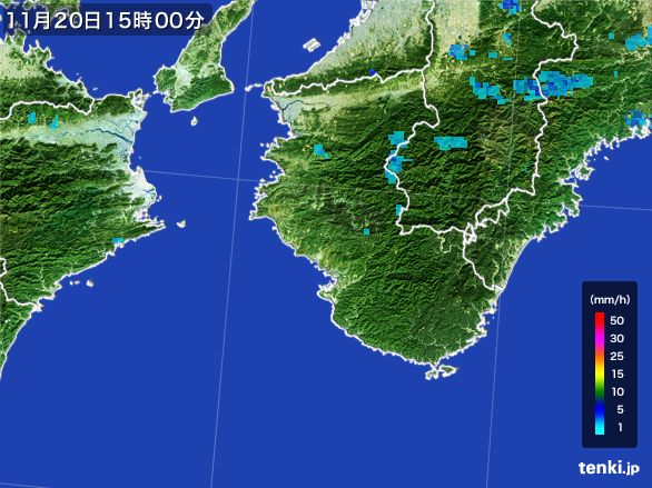 和歌山県の雨雲レーダー(2016年11月20日)
